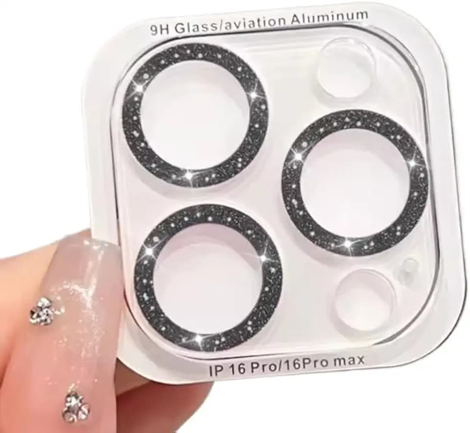 Phone Camera Lens Protector Cover for iPhone16 15 14 13 11 12 Pro Max ，Sparkling Shining Integrated Diamond Transparent Protection Guard for iPhone16 Pro Accessories (Black, foriPhone13mini)
