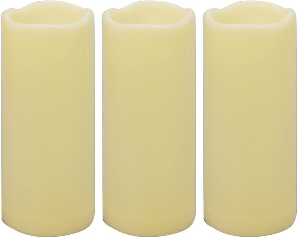 3 PCS 3" x 7" Waterproof LED Flameless Timer Candles, 1000 Hours Long Battery Life/Flickering Battery Operated Electric Outdoor LED Large Pillar Candle for Outside Lantern Festival Decor