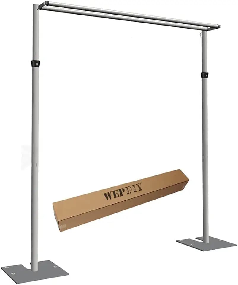 Portable Pipe and Drape Heavy Duty Backdrop Stand, ADJ Metal Frame and Heavy Metal Base for Wedding, Birthday Party, Photography Backdrop(Tall-10FT & 2*CrossBar-10FT & 3" Hangers)