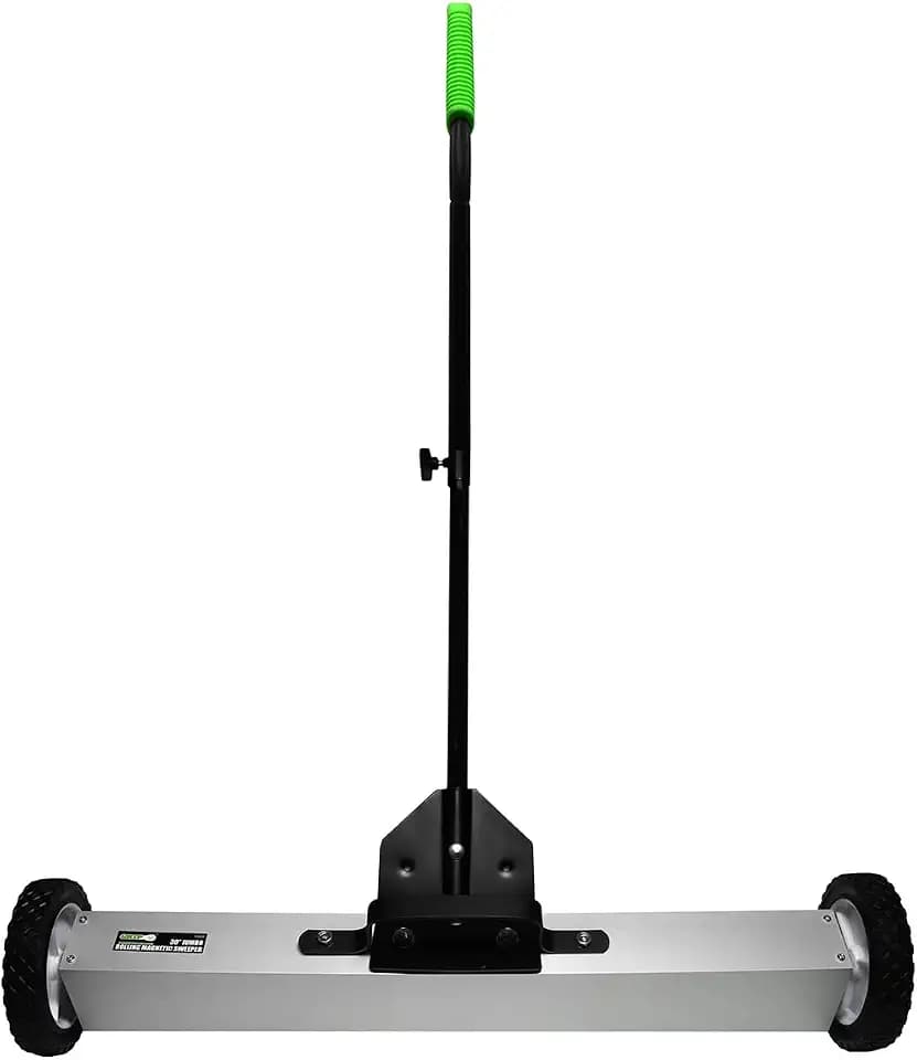 Grip 36" Magnetic Floor Sweeper With Wheels & Release - 50 lb Capacity - Extendable Handle 35-1/2" to 50" - Easy Cleanup of Workshop, Garage, Construction