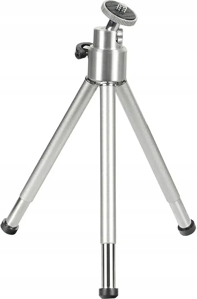 Hama Mini-Stativ mit 3D-Kugelkopf (Stativ für Handy, Kamera oder Action-Cam, Mini-Dreibeinstativ aus Metall) Silber