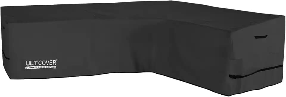 ULTCOVER Waterproof Patio 6-Seater L-Shaped Right Facing Sofa Cover, Black