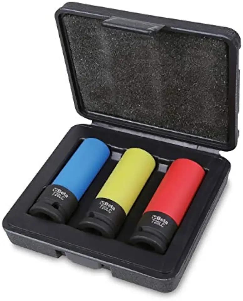 Beta 720LC/C3 Set mit 3 Schlag-Stecknüssen für Radmuttern, farbige Polymereinsätze, 17-19-21 mm