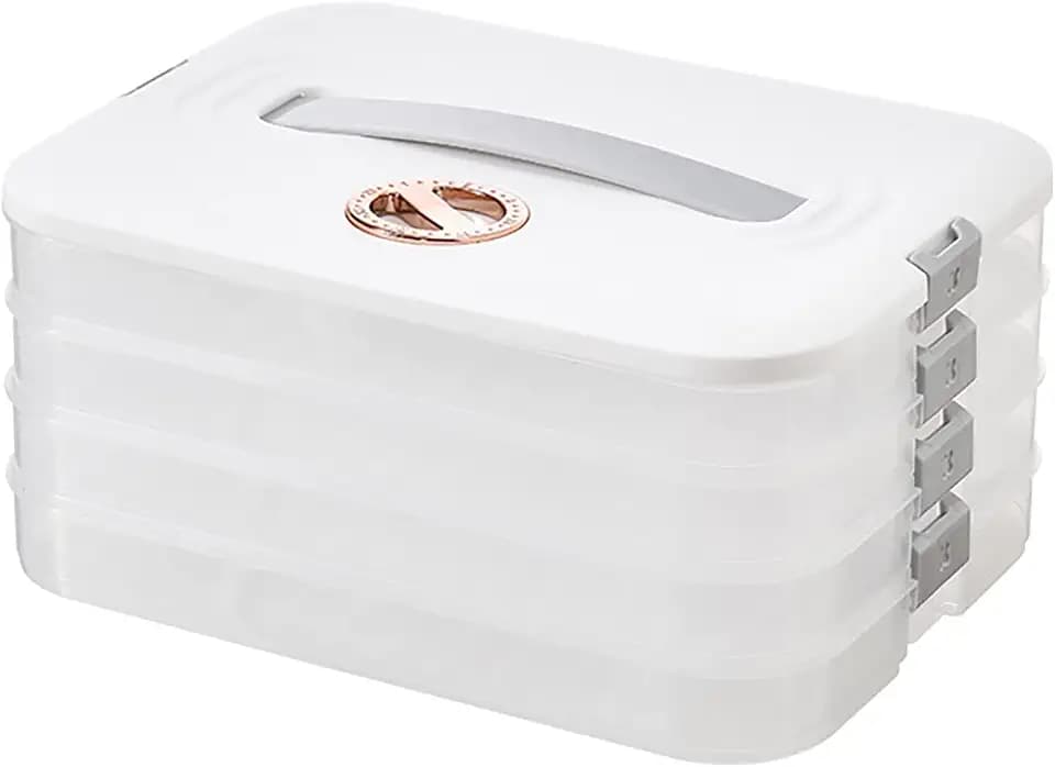 4-Layer Food Storage Containers with Lids Dumpling Storage Box