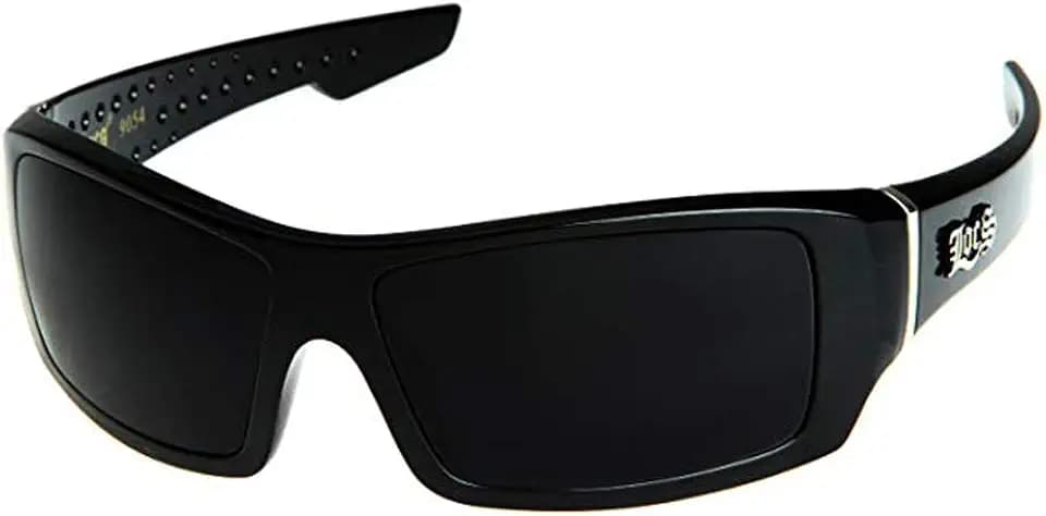 Locs Rechteckige Herren-Sonnenbrille, Hardcore, schwarz, 63 mm, Block-Logo, marokkanisch