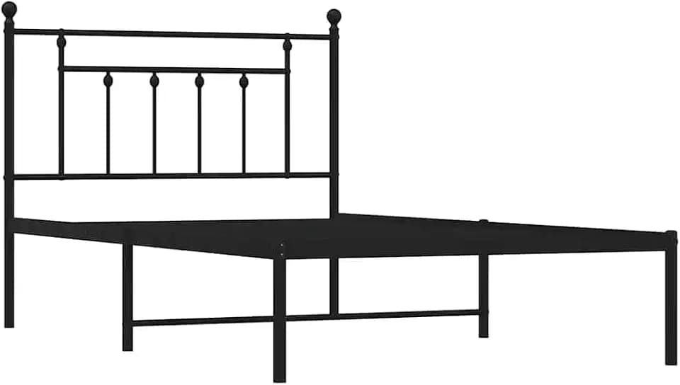 vidaXL Bettgestell mit Kopfteil Metall Schwarz 100x200 cm