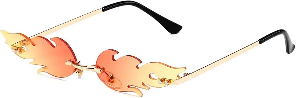 JOVAKIT Fire Flame Sunglasses for Women Men Retro Rimless Sun Glasses