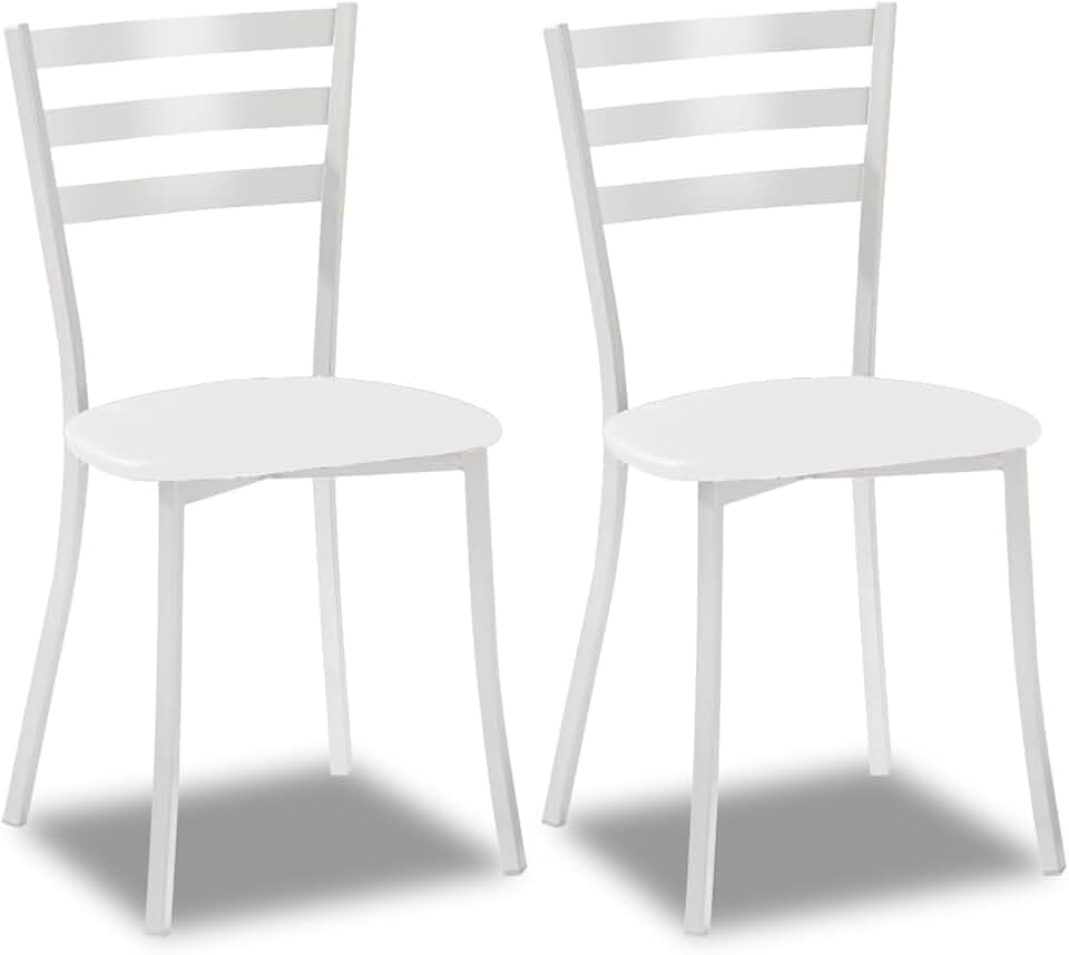 ASTIMESA SCMBLBL Zwei Küchenstühle, Metall, Weiß, Sitzhöhe 45 cm