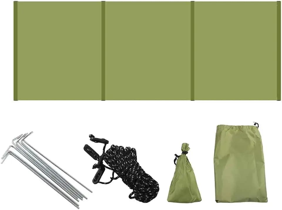 Windbrecher Camping, Windschutzscheibe für Camping, BBQ und Outdoor-Aktivitäten schützt gegen Wind und Sand ohne Pole (Grün Nicht mit der Stützstange)