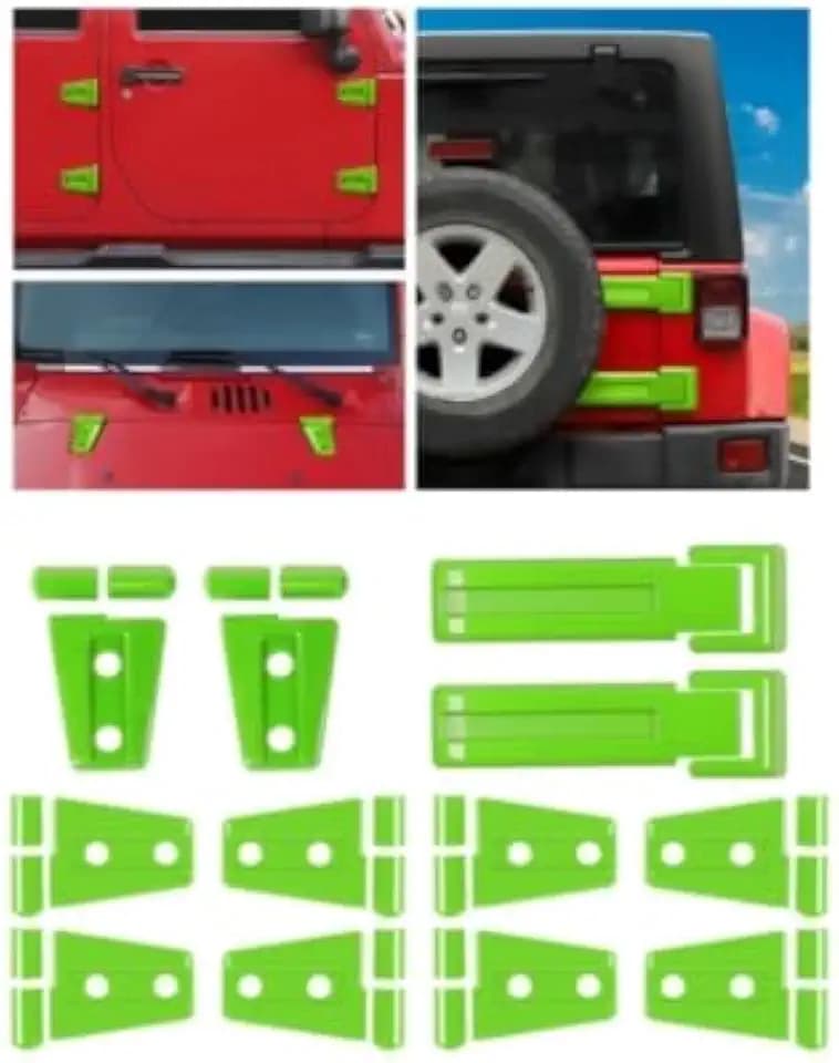 JWWY Door Hood Hinges Cover Kit for 2007-2017 Jeep Wrangler JK 34pcs Green