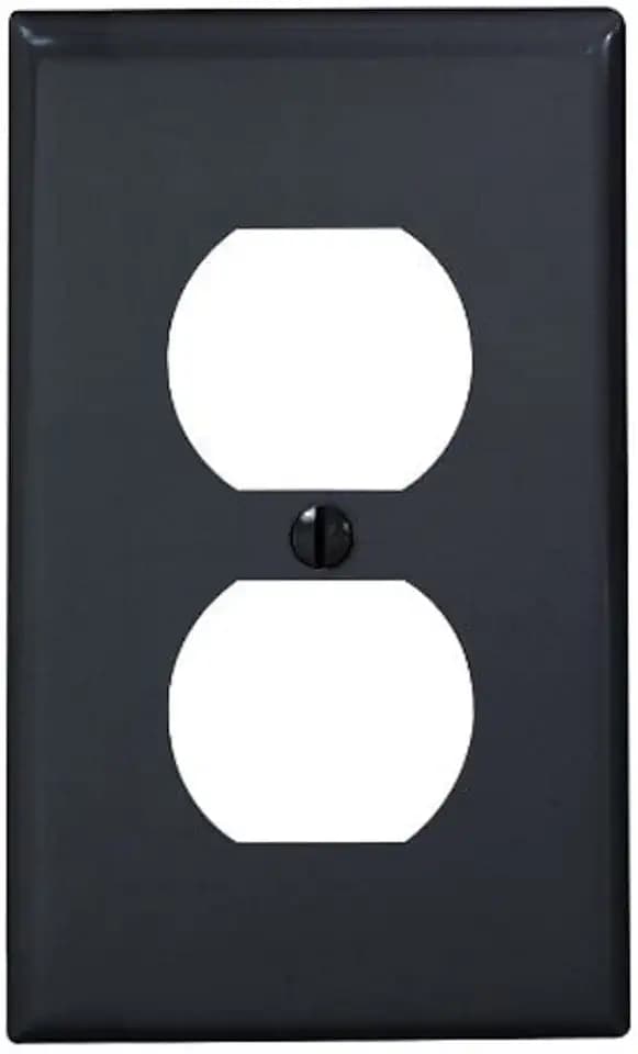 Leviton 1-Gang Duplex Device Receptacle Wallplate, Standard Size, Thermoplastic Nylon, Device Mount, 80703-E, Black