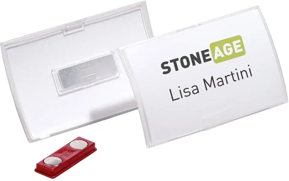 Durable Namensschild Click Fold, mit Magnet, 40 x 75 mm, 70% recycl. PP, 10 Stück, 821219