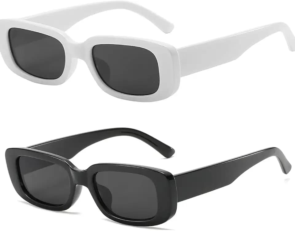 Rectangle Sunglasses for Women Men Trendy Y2K 90s Square Sun Shades UV400