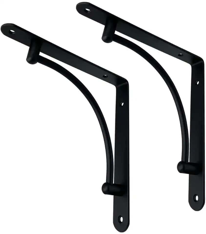 Decorative Contemporary Shelf Brackets - 8 3/4" x 8 3/4" - Matte Black - Pair