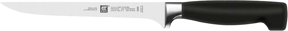 ZWILLING Vier Sterne Filiermesser, Klingenlänge: 18 cm, Schmales Klingenblatt, Rostfreier Spezialstahl, Ergonomischer Kunststoff-Griff, Schwarz [Made in Germany]