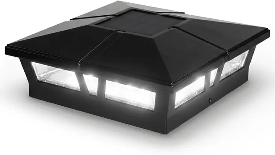 Classy Caps Cambridge Solar Post Cap - Fits 5"x5", 5.5"x5.5" & 6"x6" Deck & Fence Posts - Black Cast Aluminum - Brilliant White Light - Heavy-Duty - Mod. SLC771B