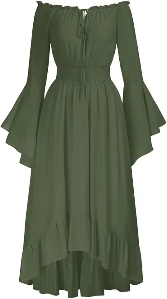 SCARLET DARKNESS Damen Mittelalter Renaissance Schulterfreies Maxikleid