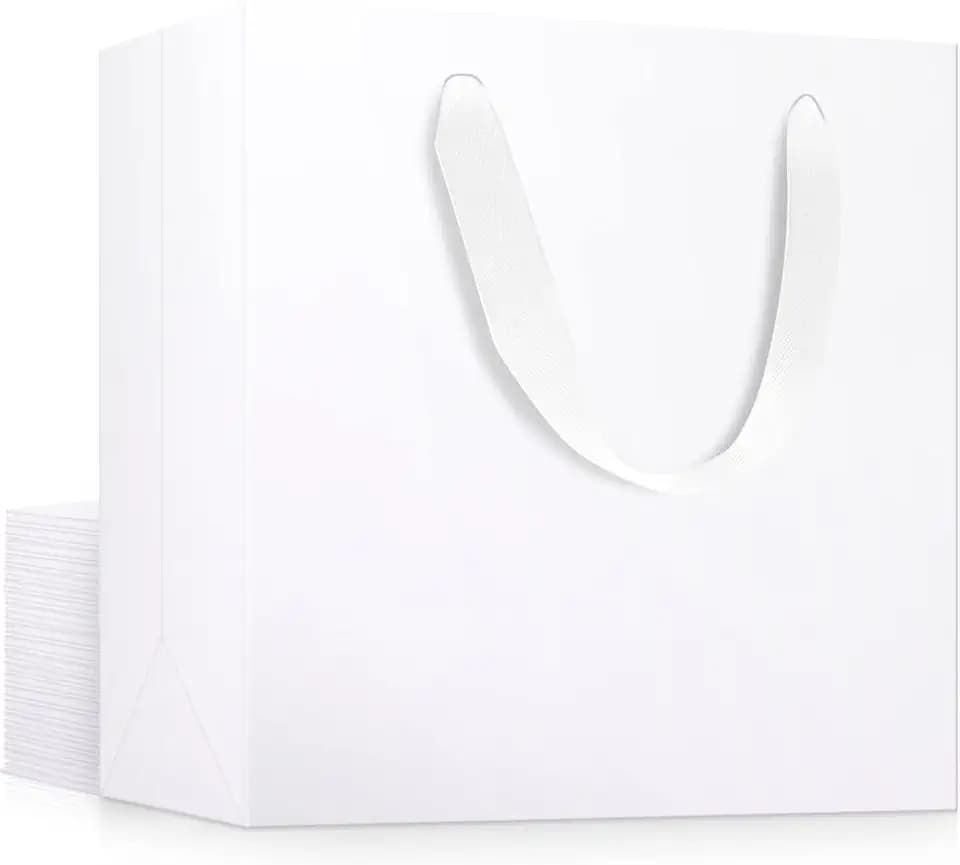 EUSOAR White Gift Bags, 20pcs 12.5" x 4.5" x 11" Gift Wrap Bags, Paper Business Bags Bluk, Party Favors Bags, Handle Bags, Wedding Bags, Paper Lunch Bags