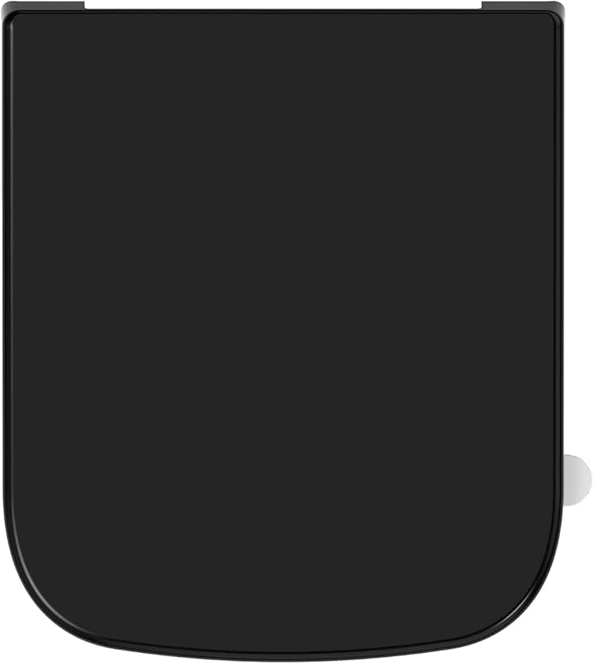 YEAUPE RPO Toilettendeckel mit Absenkautomatik Eckig [KURZ],WC Sitz Quick-Release zur einfachen Reinigung, Urea-Duroplast, abnehmbar bis 150 kg belastbar, Schwarz 42,2 * 36,2 * 4,4CM