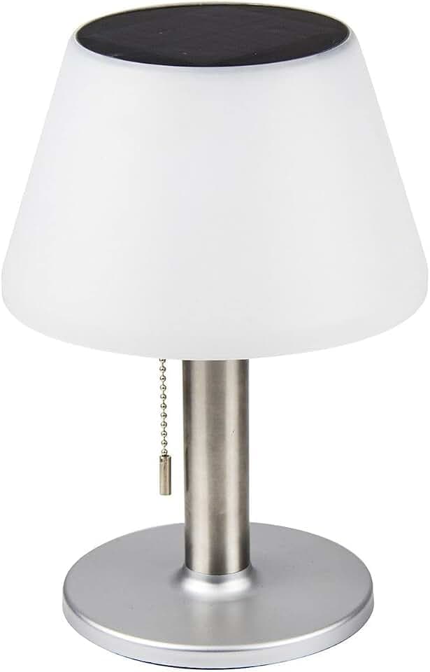 ito electronics Solar Tischlampe Indoor Outdoor 3 Stufen | 4-8 Stunden Leuchtdauer | Warmweißes LED-Licht silber