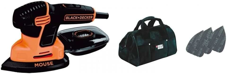 BLACK+DECKER Dreieckschleifer Mouse- Kraftvolle Schleifmaschine mit Staubfangbehälter inkl. Mikrofilter - Für das Abschleifen selbst an schwer zugänglichen Stellen - 1 x Schleifer 120 W - KA2000