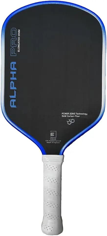 Engage Pursuit Alpha Pro 16mm Pickleball Paddle - Raw Carbon Fiber Face, 8.0 oz Elongated Control Paddle for All-Court Play