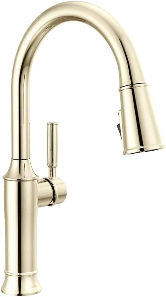 Delta Renaldi Kitchen Faucet with Pull Down Sprayer, Polished Nickel Kitchen Sink Faucet, Delta ProClean Kitchen Faucet, Pull Down Kitchen Faucet, Lumicoat Polished Nickel 9184-PN-PR-DST