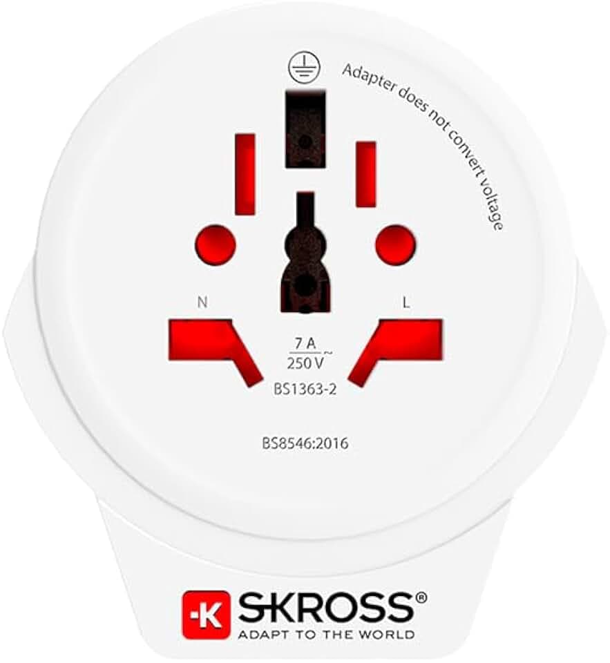SKROSS World to UK USB, kompakter Adapterstecker, universeller Reiseadapter, Auch für leistungsstarke Geräte wie Laptops geeignet