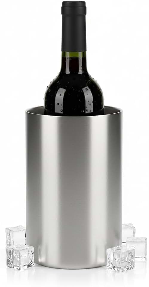 AiQInu Flaschenkühler für Wein, Champagner, 1.6L Doppelwandiger Edelstahl Sektkühler, Ø 12 cm, Höhe 19 cm, Champagner Kühler für Flaschen Weinkühler Zuhause oder Unterwegs
