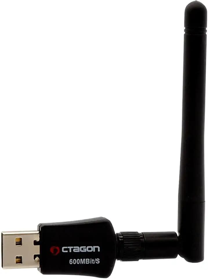 Octagon WL618 Optima WLAN 600 Mbit/s +2dBi Antenne USB 2.0 Adapter mit 2.4 & 5G DUAL Band, VU+, Gigablue, Protek und weitere Sat-Receiver mit Linux E2 OS und Computer, schwarz