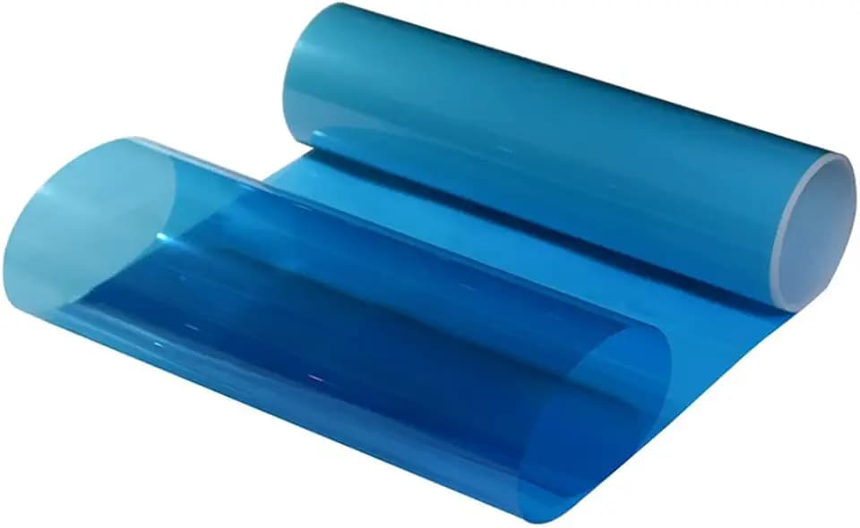 Transparent Decorative Film, Decorative Window Film Blue Window Tint Film Colored Window Film Adhesive Vinyl Sun Blocking Heat Control Film for Christmas School Home Decoration
