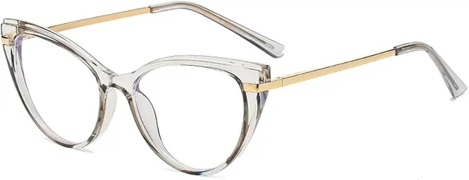 LJCZKA Blue Light Blocking Glasses Women Anti Eye satrain Computer Cat eye Eyeglasses Cateye Clear Frame