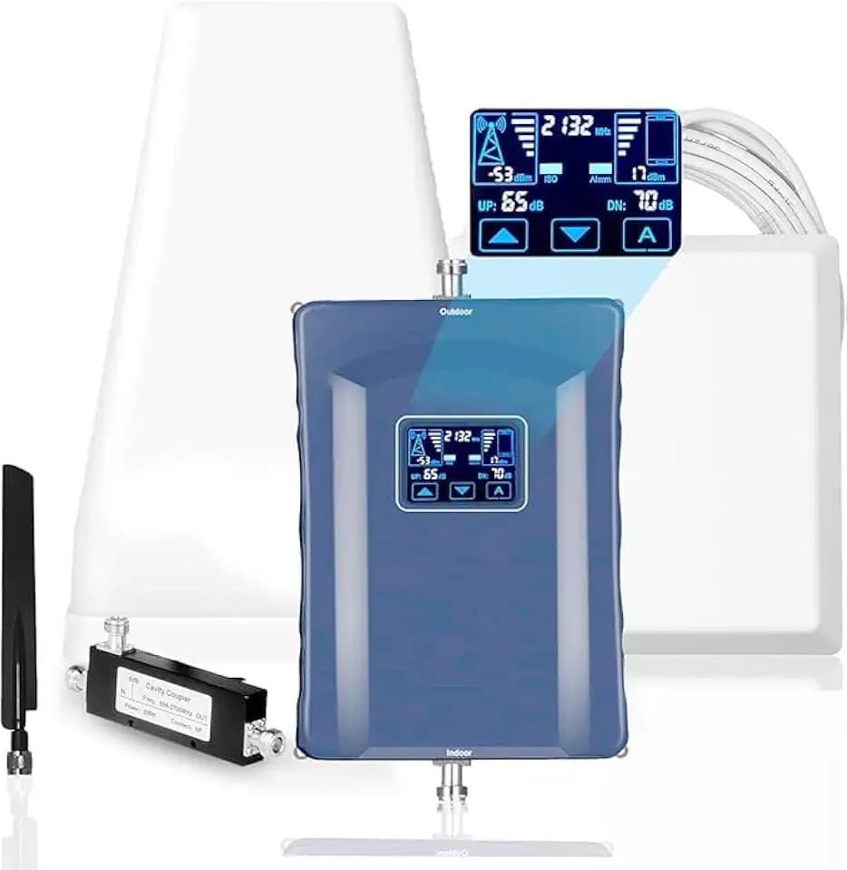 Cell Phone Booster for All U.S Carriers | Boosts 5G 4G LTE 3G | Cell Phone Signal Booster for Home and Office | 2 Indoor Antennas | Touch Screen Display | FCC Approved