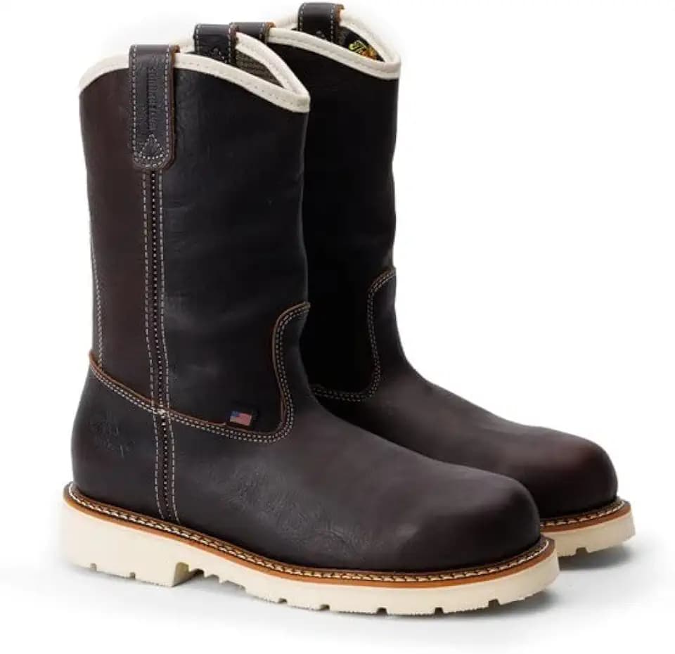 Thorogood American Heritage 11” Steel Toe Wellington Boots for Men - Premium Full-Grain Leather, Slip-Resistant Heel Outsole and Comfort Insole