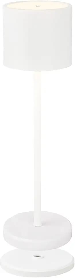 BRILONER - LED Tischlampe kabellos IP44 mit Ladestation, dimmbar in Stufen, Akku & Lichtquelle tauschbar, Nachttischlampe, Dekolampe, LED Lampe, Akku Tischleuchte, Wohnzimmer, 39,5x12,5 cm, Weiß