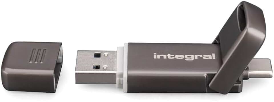 Integral USSD 512 GB SlimXpress Dual USB 3.2 Gen 2×1 Flash Drive, Dual-Type-C- und Type-A-Anschlüsse, tragbare SSD, Lesen bis 550 MB/s, Schreiben bis 500 MB/s.