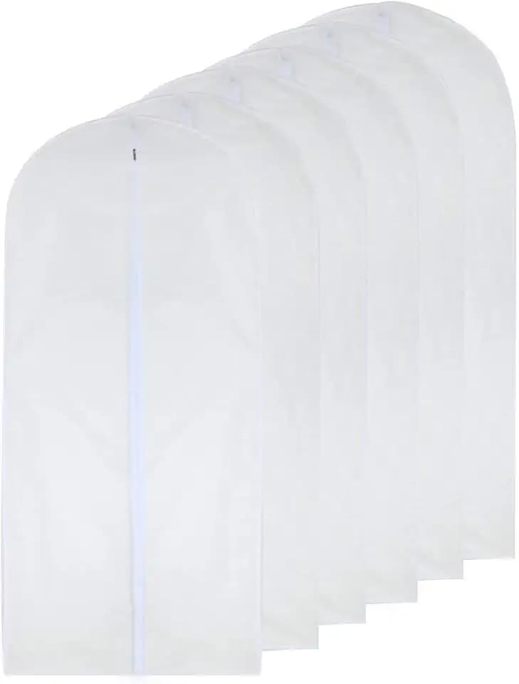 HomeClean Kleidersack Durchsichtig 60cm x 120cm Lange Anzugstasche Staubdichter Kleidersack Weiße atmungsaktive Staubschutzhülle mit durchgehendem Reißverschluss für Tanzkleiderkleidung 6er-Pack
