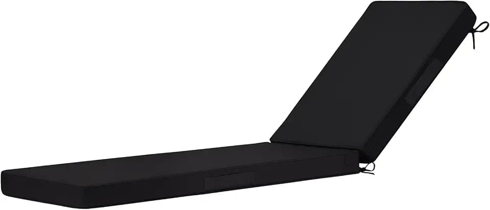 Cozyide Chaise Lounge Cushions Outdoor 72"x21"x3", Waterproof Lounge Chair Cushion with Removable Cover, Patio Chair Cushions for Outdoor Furniture with Adjustable Ties, 72"x21"x3", Black