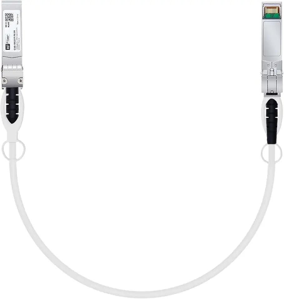 H!Fiber White SFP+ Cable, 10G SFP+ DAC, 0.5M(1.64ft), Passive Direct Attach Copper Twinax Cable for Cisc SFP-H10GB-CU0.5M, Ubiquiti UniFi UC-DAC-SFP+, TP-Link, Mikrotik, Intel, Fortinet, Netgear