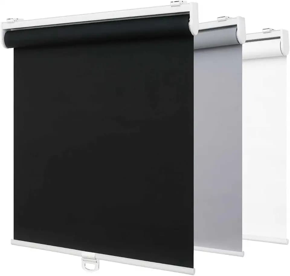 SHADEMOON Blackout Cordless Roller Shades for Indoor Windows,Room Darkening Blind with Spring System Pull Down,Thermal Insulated UV Block Fabric,Home Office (100% Blackout, Black,52" W x 72" H)