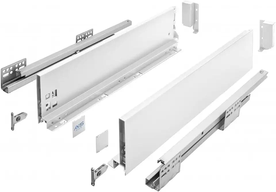 GTV Schubladensystem AXIS PRO - Schubkastengarnitur mit Vollauszug und Soft-Close - Länge 550 mm - Höhe 120 mm - Farbe Weiß