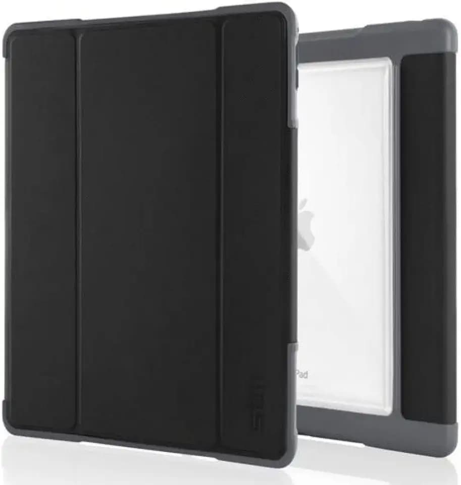 STM Bags Dux Case Folio Schutzhülle für Apple iPad Air 2 - schwarz/transparent [Militär Standard I Transparente Rückseite I Wasserabweisend I Standfunktion I wake/sleep] - STM-222-104J-01