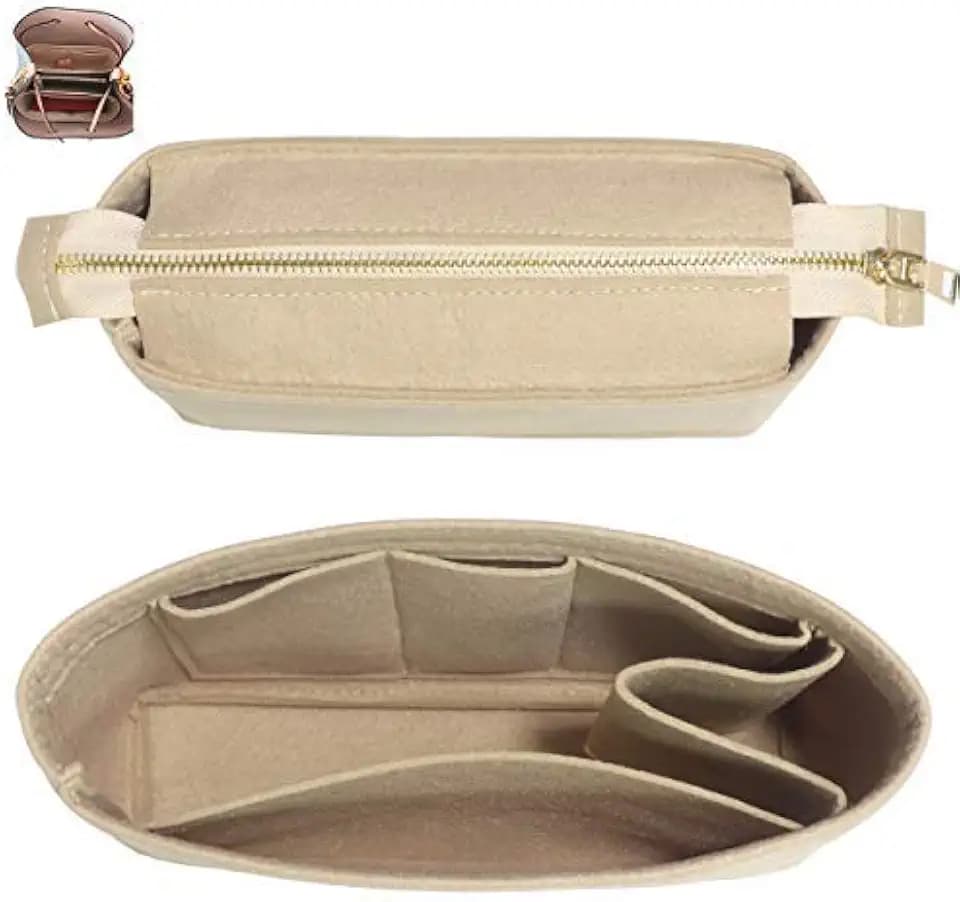 Bag Organizer, Bag Shaper Purse Insert Felt Organizer Fit in NeoNoe Noé and other Bucket Bags - beige