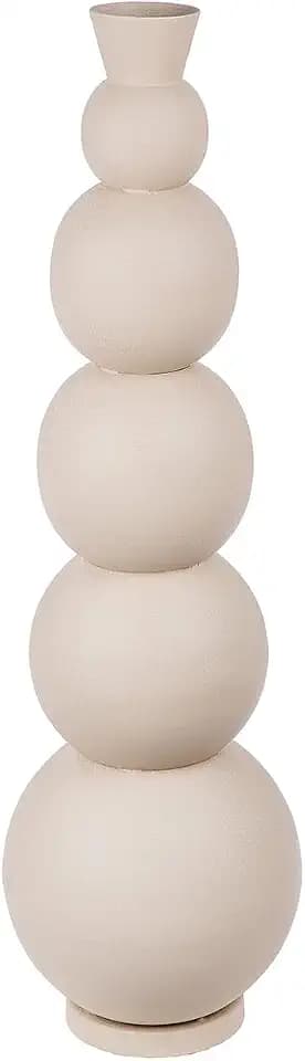 Casablanca Deko Vase groß Bodenvase modern XXL aus Eisen - Wohnzimmer Dekoration Blumenvase für Pampasgras Blumen - Farbe: Beige - Grau Höhe 112 cm
