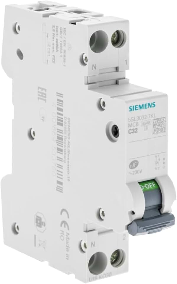 SIEMENS Leitungsschutzschalter, 32 A, Ph+N, Kurve C, 4,5 kA, 230 V