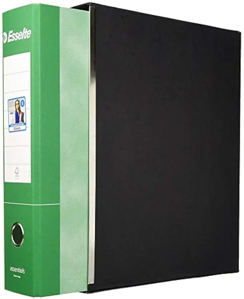 Esselte Essentials Ordner mit Hebelmechanik und Hülle, Protokollformat, Karton, Rücken 5 cm, grün, 1er Pack