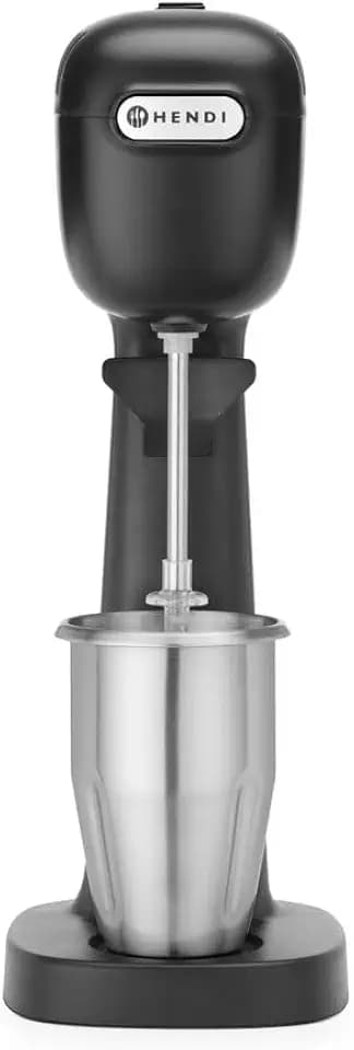 HENDI Getränkemixer, inkl. 2 Mischbecher, 4 Rührwerken, für Milchshakes, Freddo Cappuccino, Frappés, Milchshake Maker, Drink mixer, 0,5L, 230V/400W, 170x196x(H)490mm, ABS, Edelstahl, schwarz