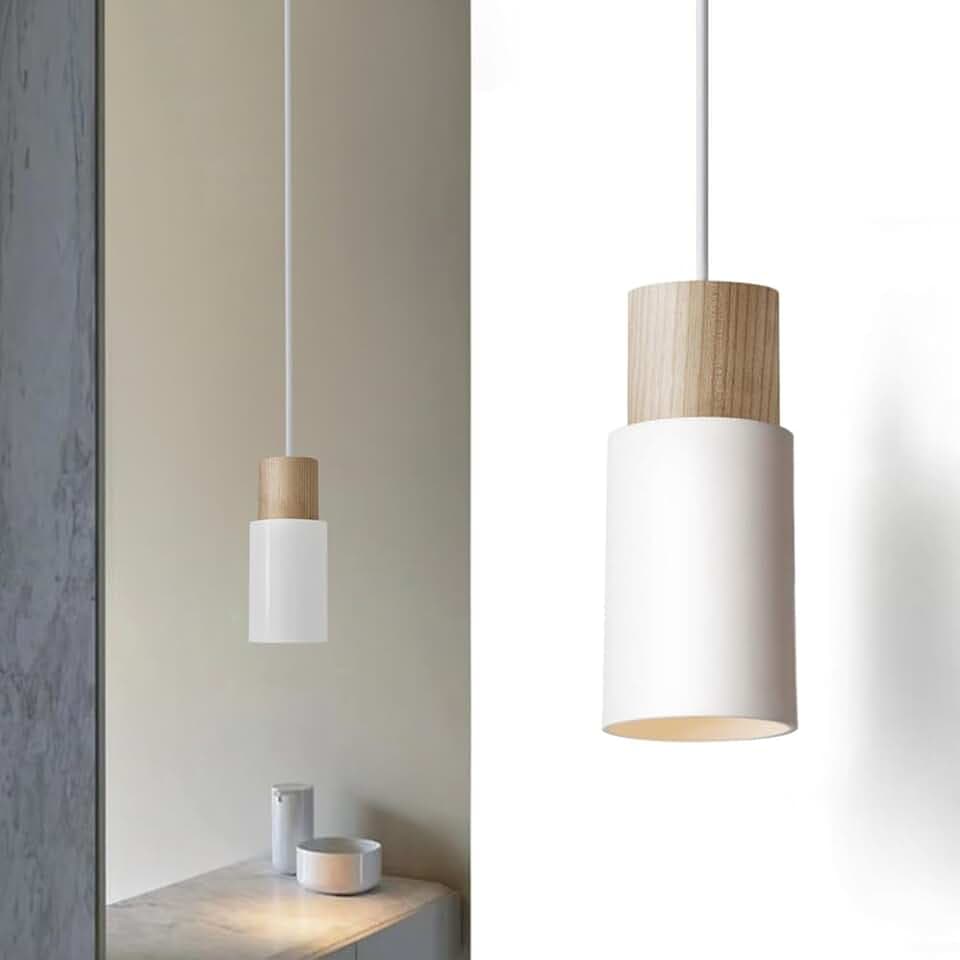 1 Flammig Vintage Pendelleuchte Weiß Höhenverstellbar Hängelampen Kücheninsel Industrielle Hängeleuchte e27 Leuchte 1.2m Pendellampe Für Küche Esstisch,Schlafzimmer Wohnzimmer Bar(Ohne Birne)