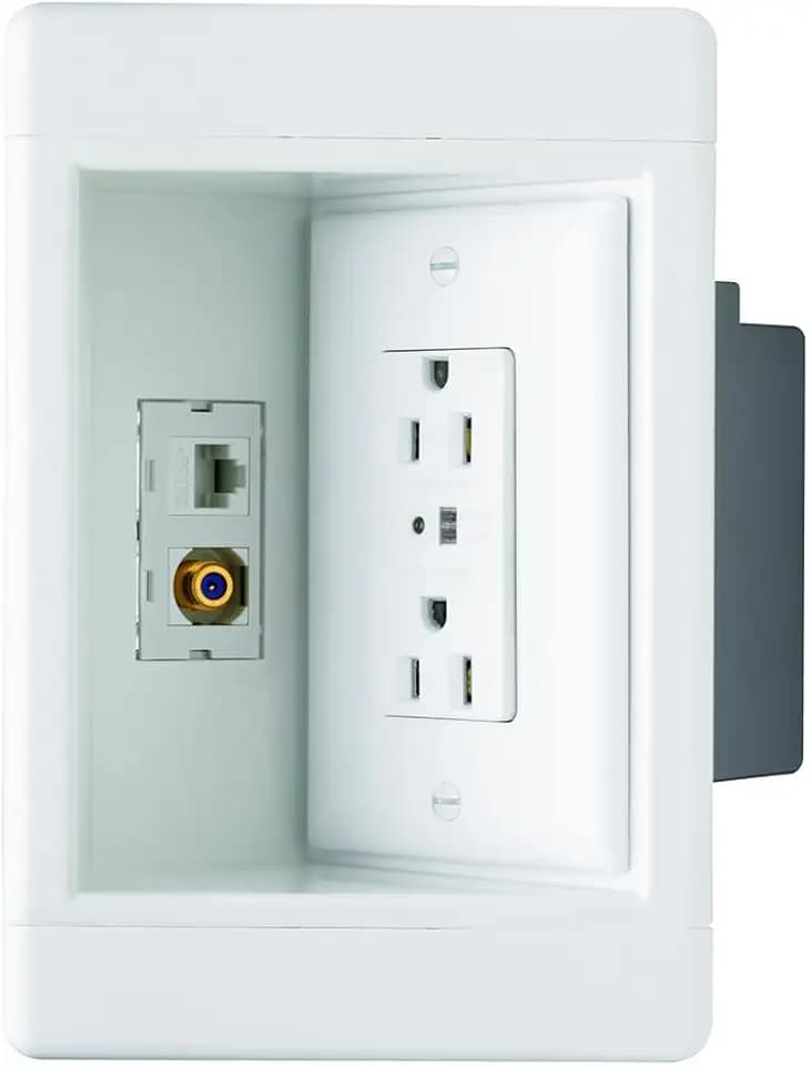 Legrand Pass & Seymour TV1WTVSSWCC2 1 Gang Recessed TV Box with Surge Protective and Low Voltage Kit, White (1 Count)