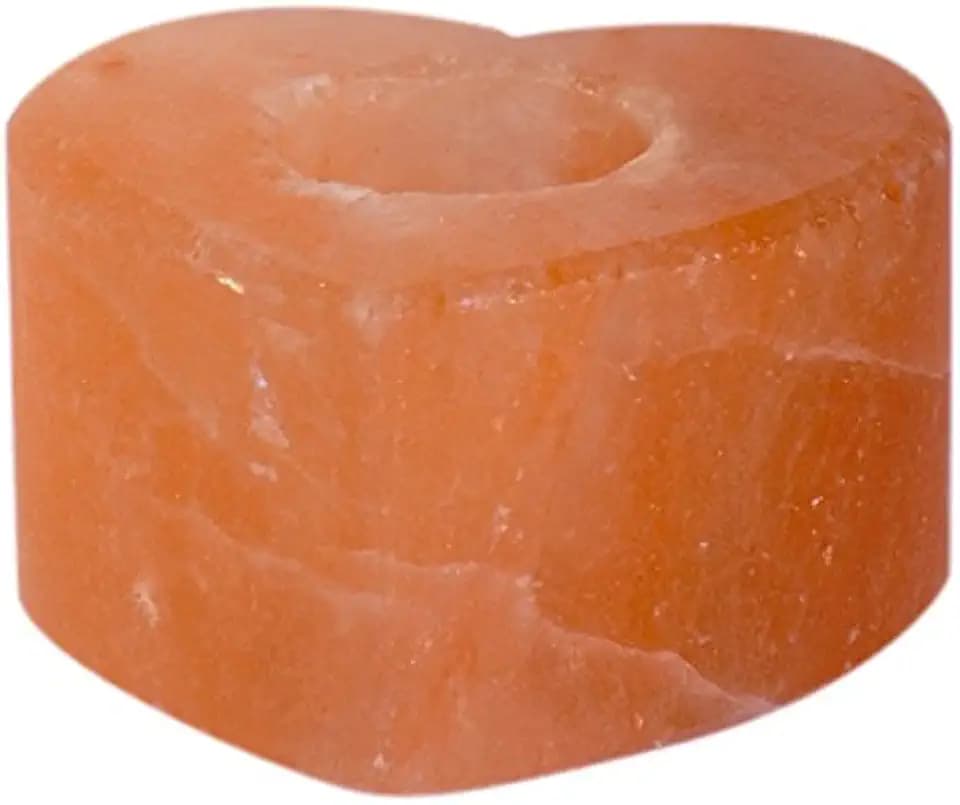 Salzkristall Teelichthalter HERZ aus Punjab / Pakistan, Orange
